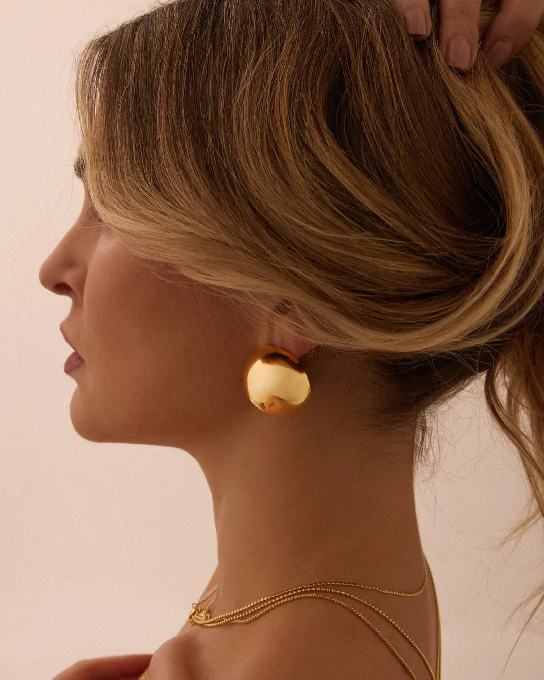 Pallina Studs , Polished Gold Plating
