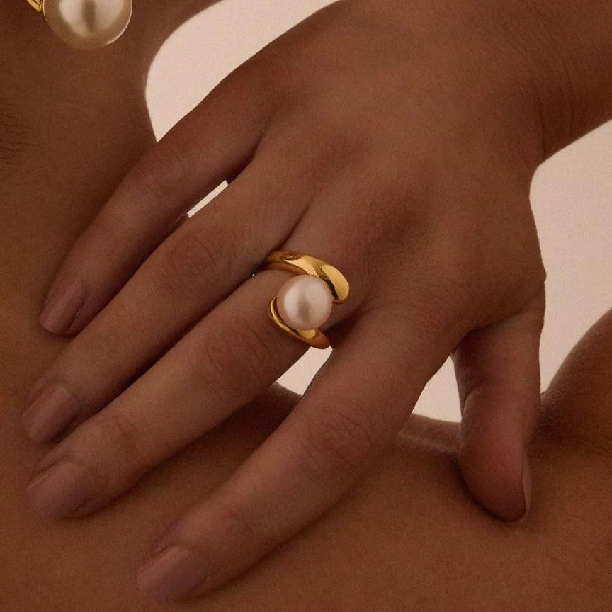 ARIA PEARL RING, 14K Gold Plating