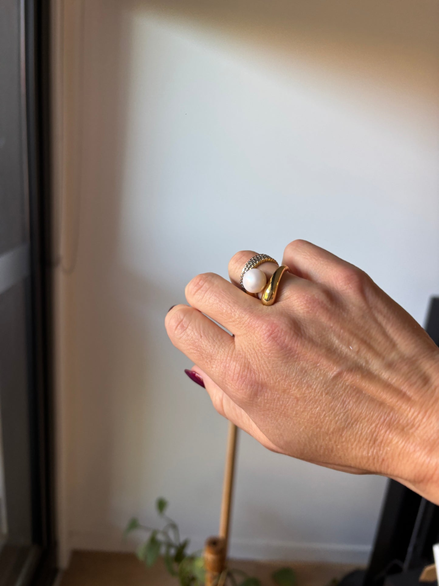 ARIA PEARL RING, 14K Gold Plating