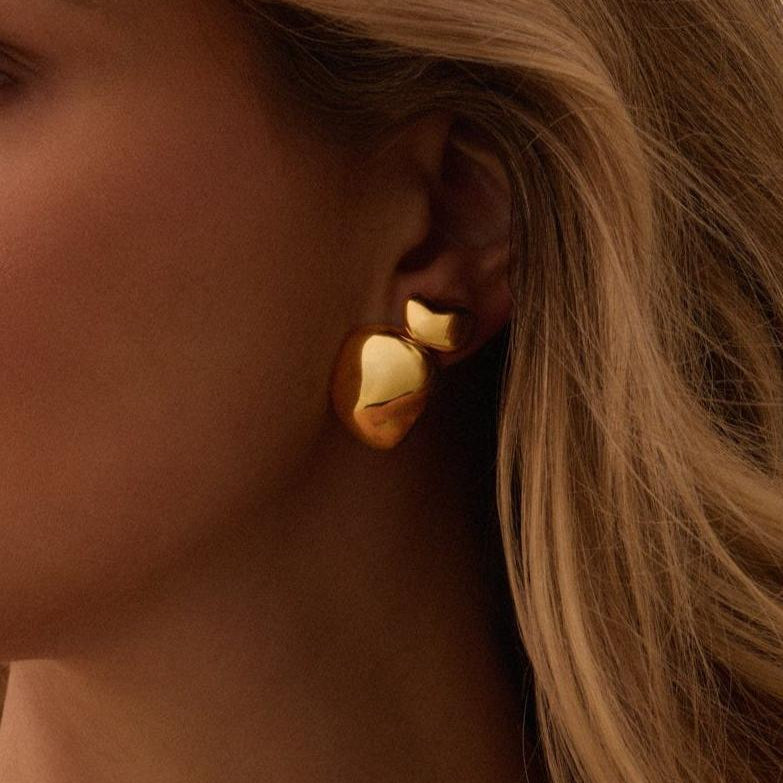 FAVA PICCOLA STUDS, 14K Gold Plating