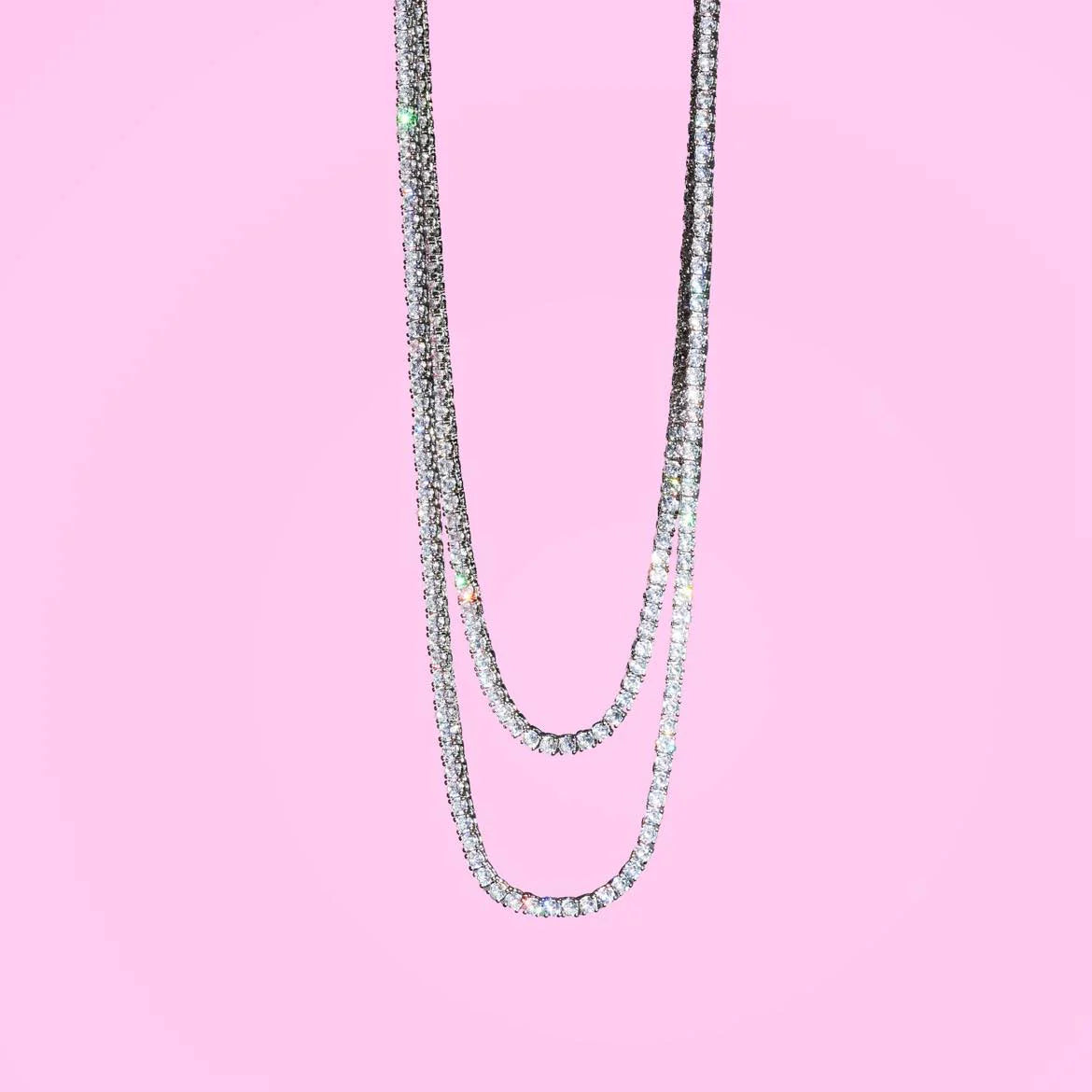 Diamond tennis necklace (sterling silver)