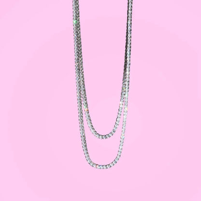Diamond tennis necklace (sterling silver)