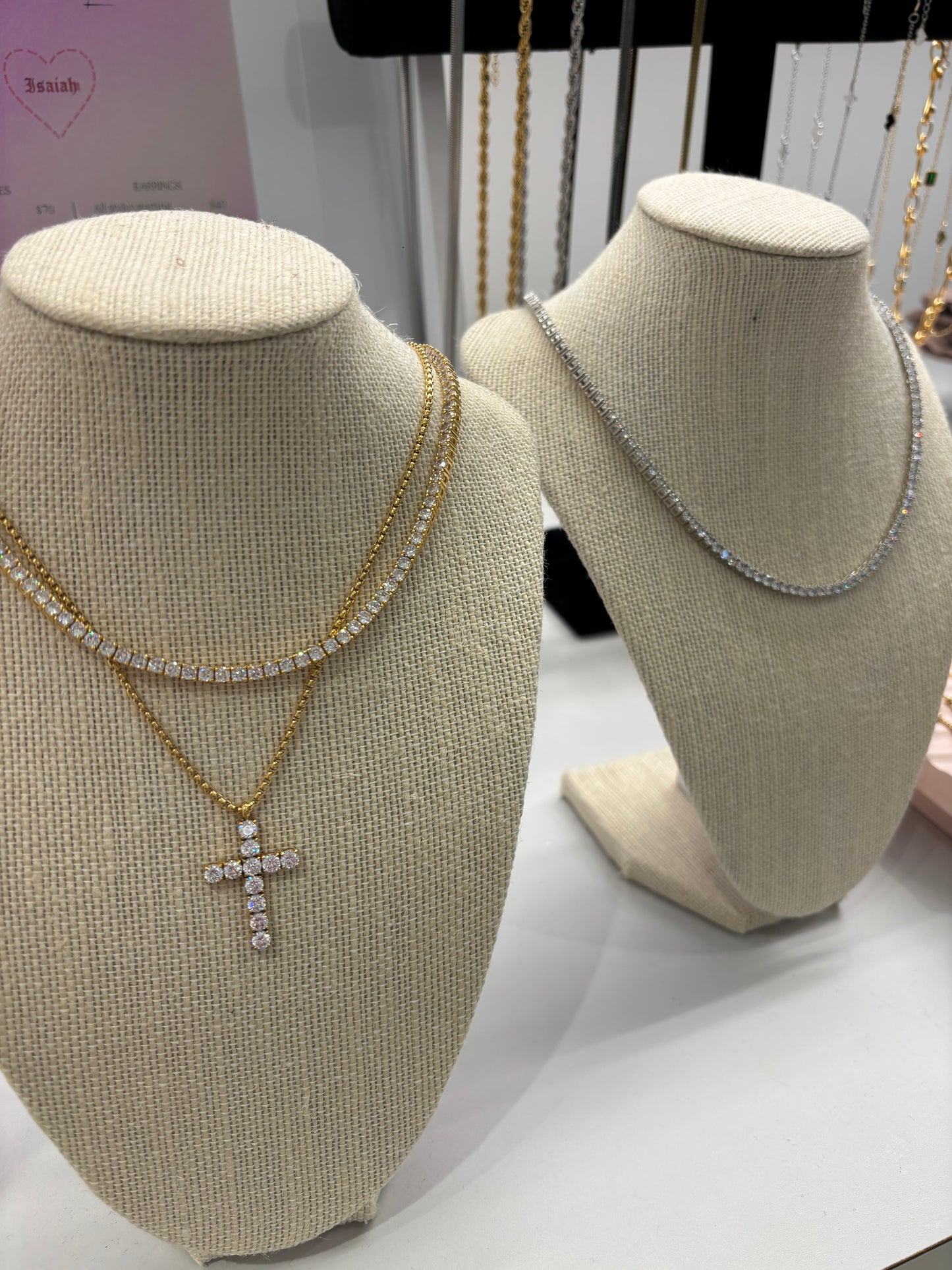 Diamond tennis necklace (sterling silver)