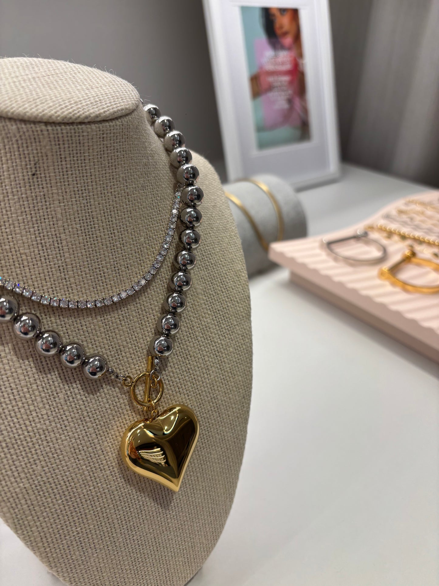 Diamond tennis necklace (sterling silver)