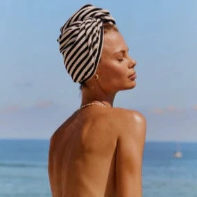 RIVA Hair Towel Wrap in Monochrome Stripe
