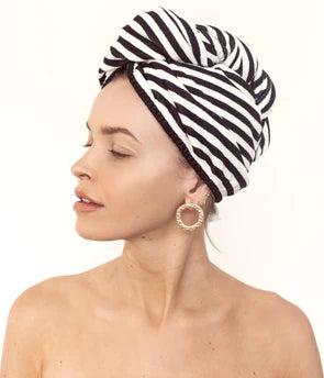 RIVA Hair Towel Wrap in Monochrome Stripe